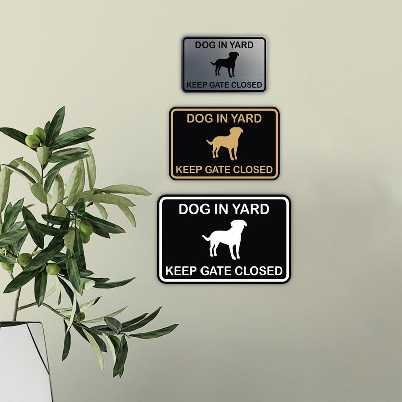All Quality Classic Framed Dog In Yard Keep Gate Closed Wall Door Sign - Black/Gold (Large) - Image 3